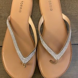 Torrid 11 wide sparkly flip flops